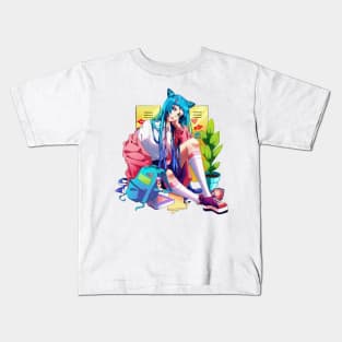 Anime Japanese school girl Kids T-Shirt